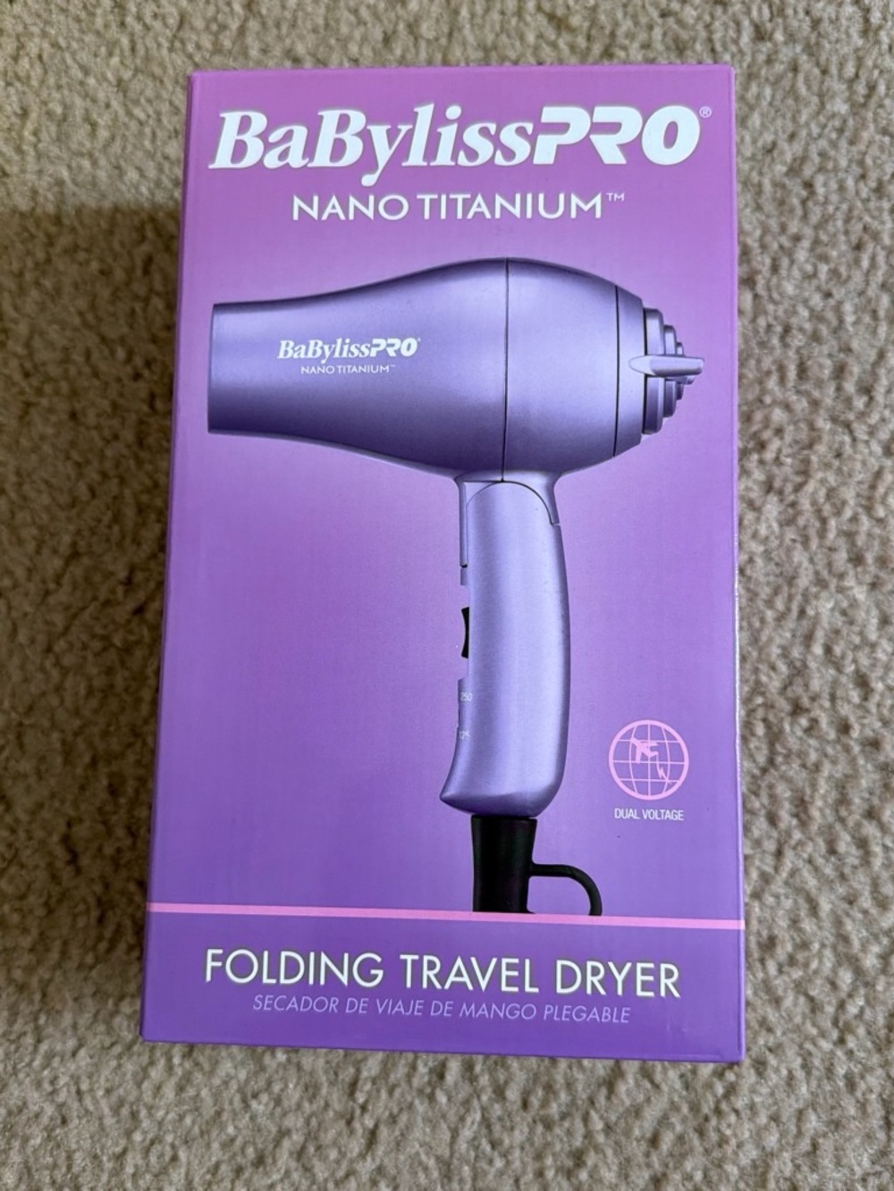 BaBylissPRO Nano Titanium Folding Travel Dryer - Purple